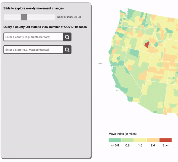 Animated bar chart of COVID-19 cases for a queried county