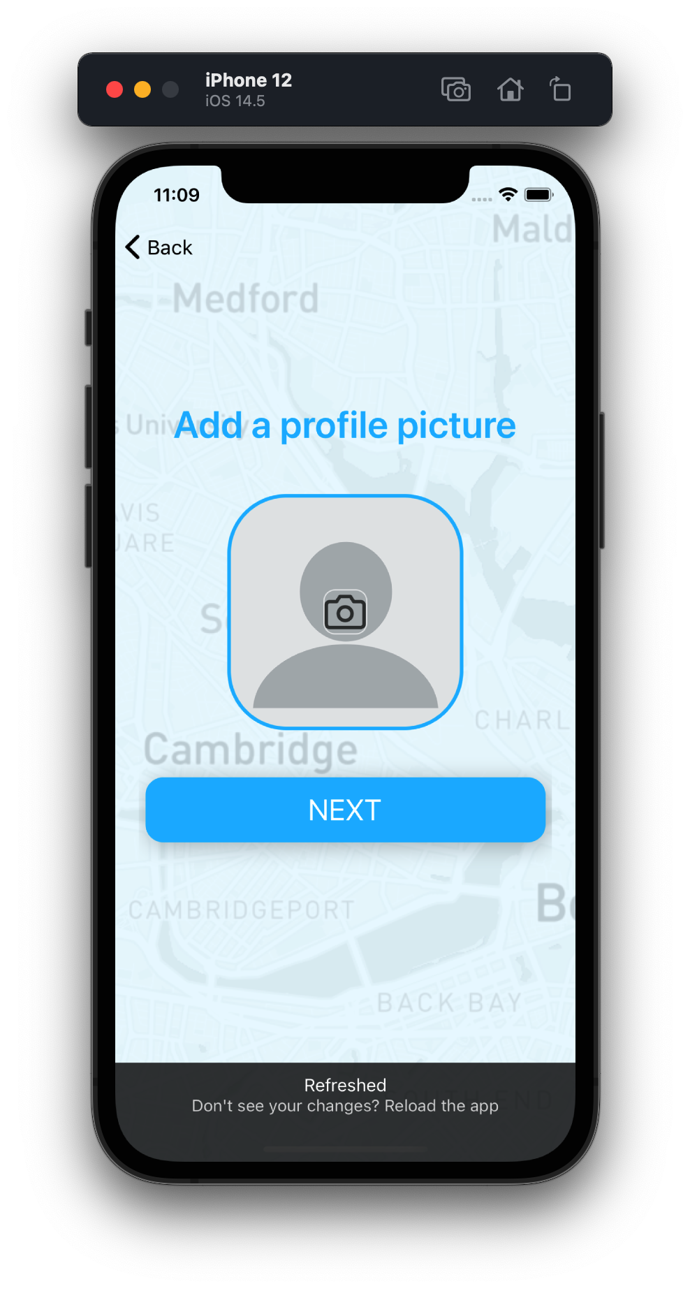 Markit registration screen prompting for a profile picture